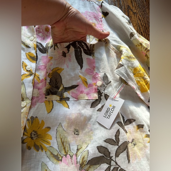 Lord & Taylor Floral Linen Shirt - Picture 7 of 16